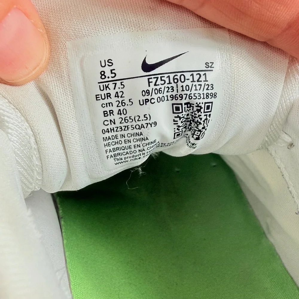 Nike Air Max 1 SE Chlorophyll Mens 8.5 Womens 10 White Black FZ5160-121